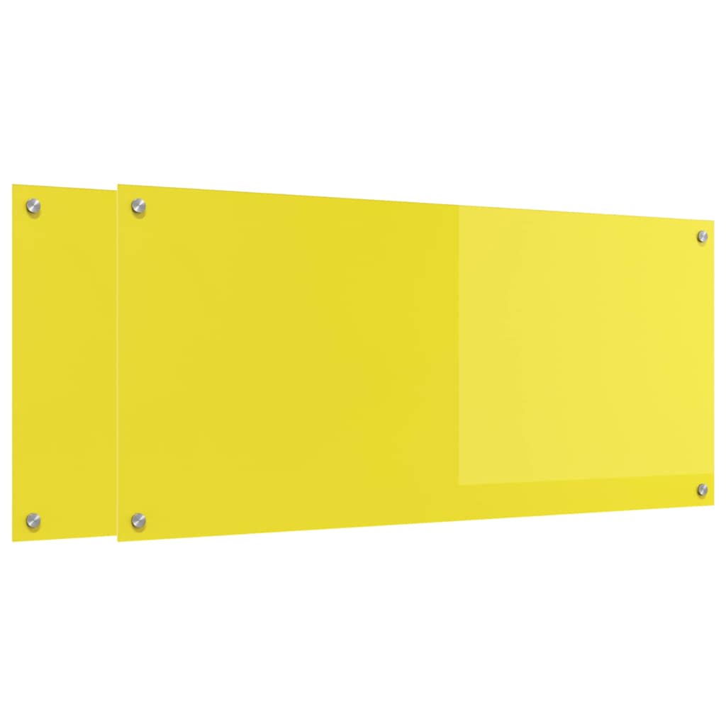 Kitchen Backsplash 2 pcs Yellow 110 x 50 cm Tempered Glass